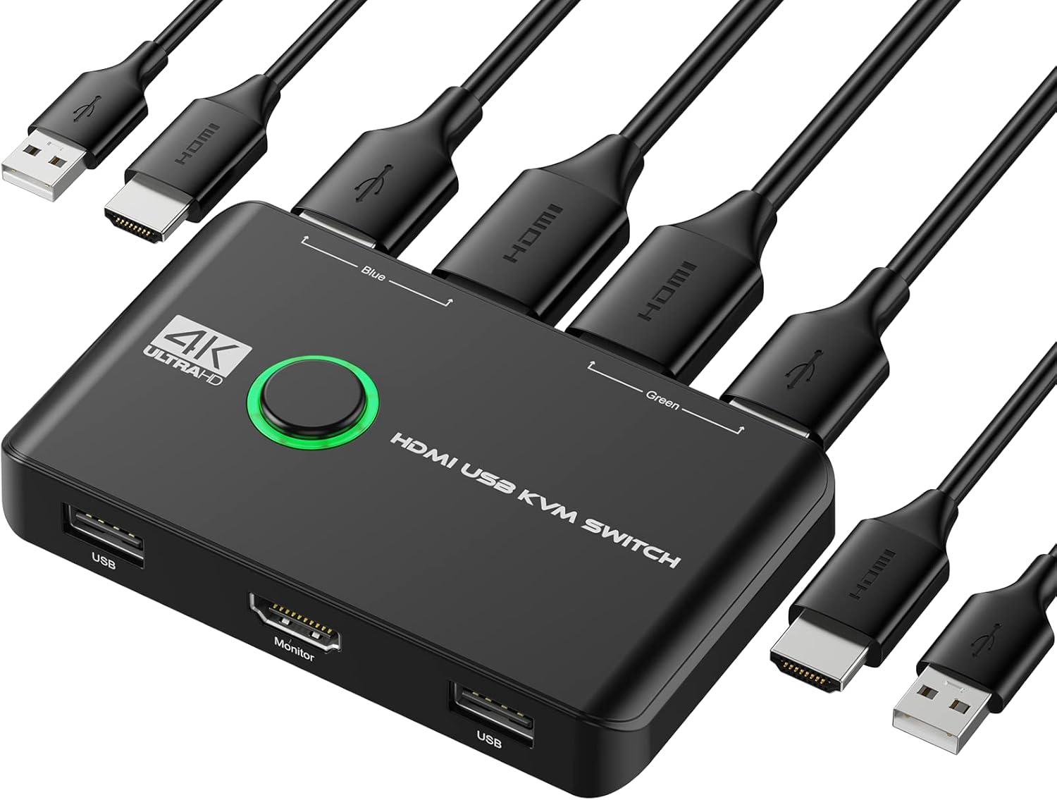 Rybozen 4K KVM Switch HDMI, 2 Port Box USB HDMI Switches für 2 Computer