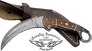 Rose Wood 8.2'' Hunting Fixed Blade Custom karmbit Outdoor Sports Handmade Damascus Steel Full Tang Hunting Knife Prime Quality - Best.Buy.Damascus1