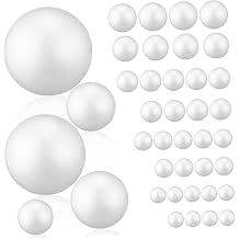 HOMSFOU 40 Pcs White Foam Balls for DIY Crafts Round Decorative Foam Balls in 5 Sizes for Weddings Art Projects and Home Decor