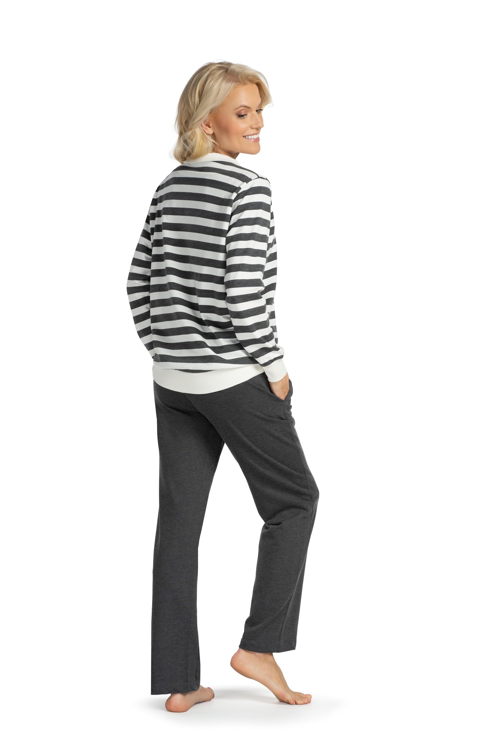 Consult-Tex Damen Pyjama Freizeitanzug Hausanzug Homewear Suit Jogginganzug Pyjama Baumwolle Reißverschluß DW770