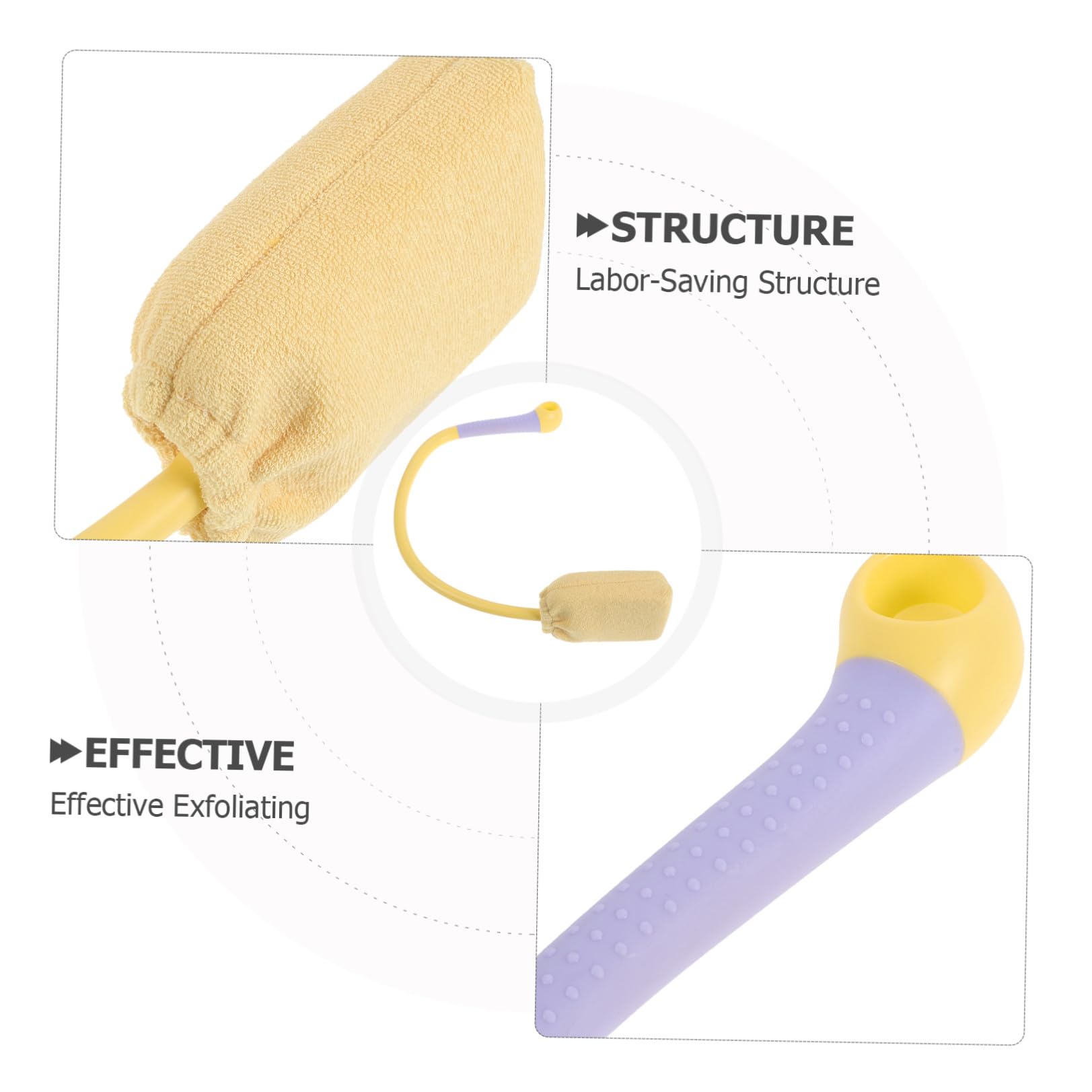 Cepillo de Ducha de Espalda en Forma, Mango Largo Ergonómico