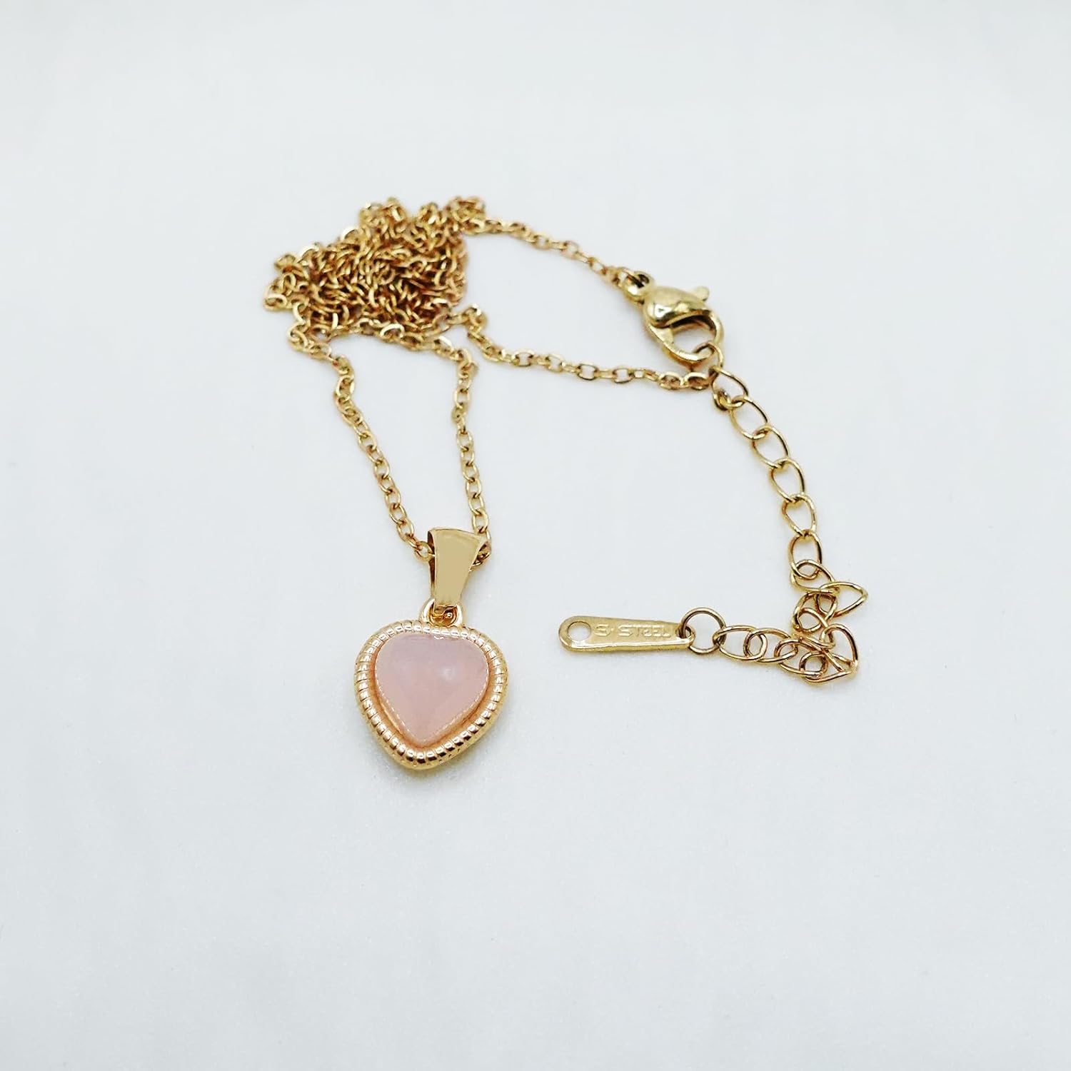 Cute Gold Heart Necklace for Women,18k Gold Plated Cubic Zirconia Charm Necklaces,Stainless Steel Women's Heart Stone Pendant Necklace for Women,16-18 Inches Adjustable Chain,Trendy Jewelry Gifts - Image 4