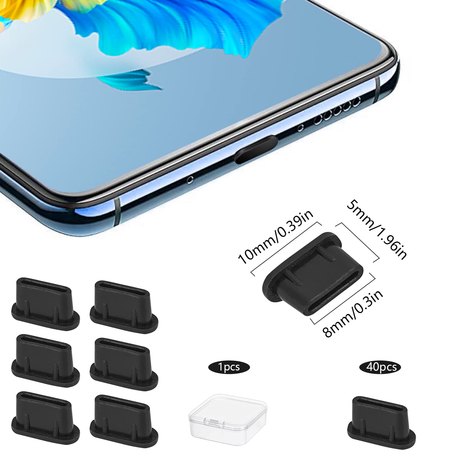 40 Pcs Type C Anti Dust Plugs, Charging Port Protector, Dustproof