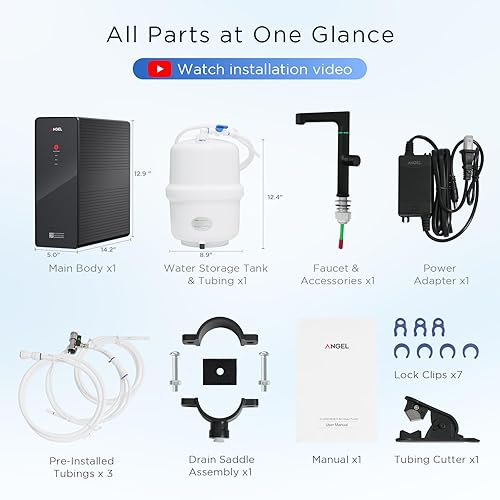 Miniatura 9 de ANGEL Filtro de agua de ósmosis inversa X1 Pro, sistema de filtración de agua debajo del fregadero de 7 etapas, 3 años de vida de ósmosis inversa,