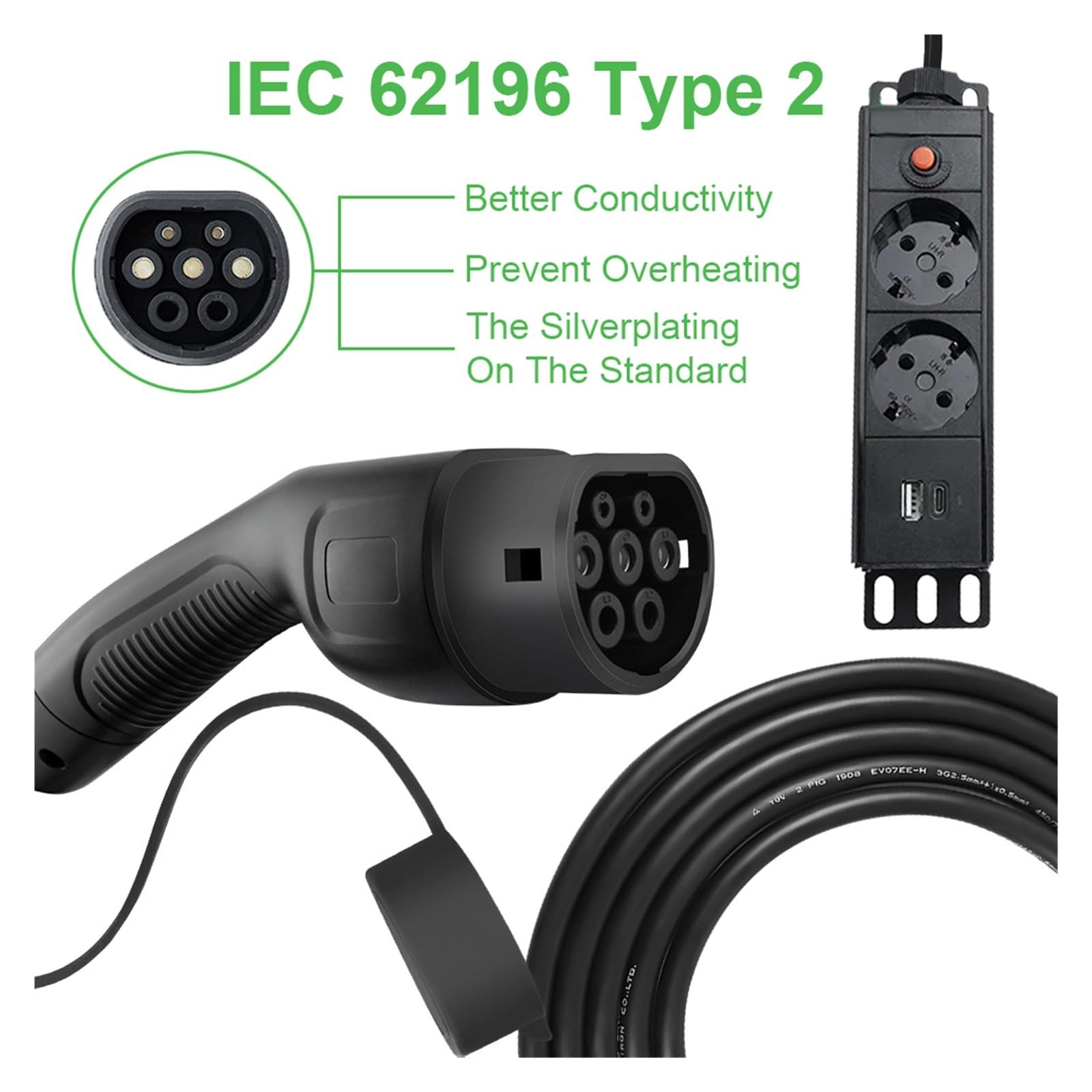 Wtyczka Wyładowcza Bocznego Samochodu Elektrycznego Typ 2 16A Kabel Ładowarki EV Do Stacji Ładowania Wyładowczego Bezpieczne łAdowanie