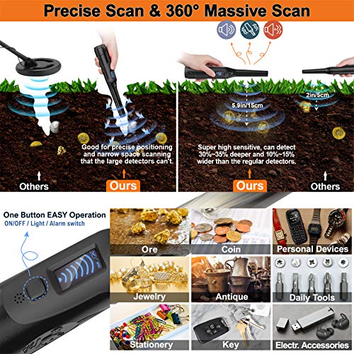 HOMADISEY Metaaldetector Pinpointer volledig waterdicht - LCD-scherm IP68 12 meter onderwater draagbare 360 ° sonde 3… - Afbeelding 4