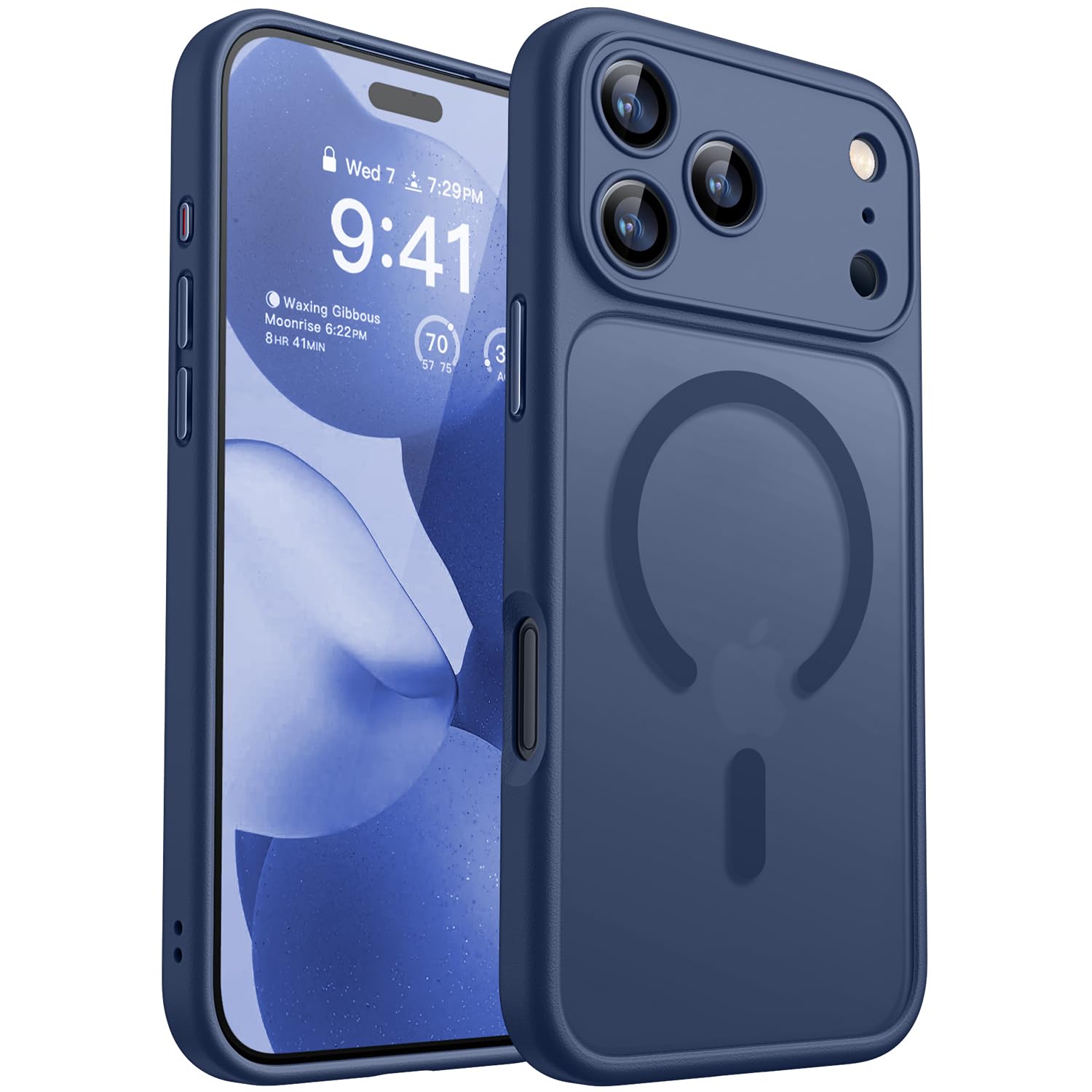 CANSHN Cover Magnetica per iPhone 17 Pro Max(6,9 Pollici), Compatibile con MagSafe, [Protezione Completa Della Fotocamera], Custodia Traslucida Opaca Protettiva Sottile Antiurto,Blu Profondo