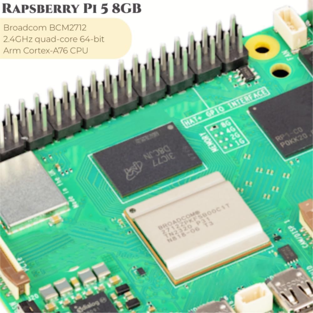 Vemico Raspberry Pi 5 8GB Starter Kit Tarjeta 64GB Pi 5 Carcasa con Active Cooler Fuente de alimentación 27W 5.1V5A USB-C 2 HD out Cables USB Lector de Tarjetas Adaptadores de Tarjetas - 3