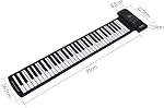 Portable Rollup Piano, 61 Keys, Soft Flexible Foldable Electronic Keyboard, with External Power Adapter, for Children and Beginners