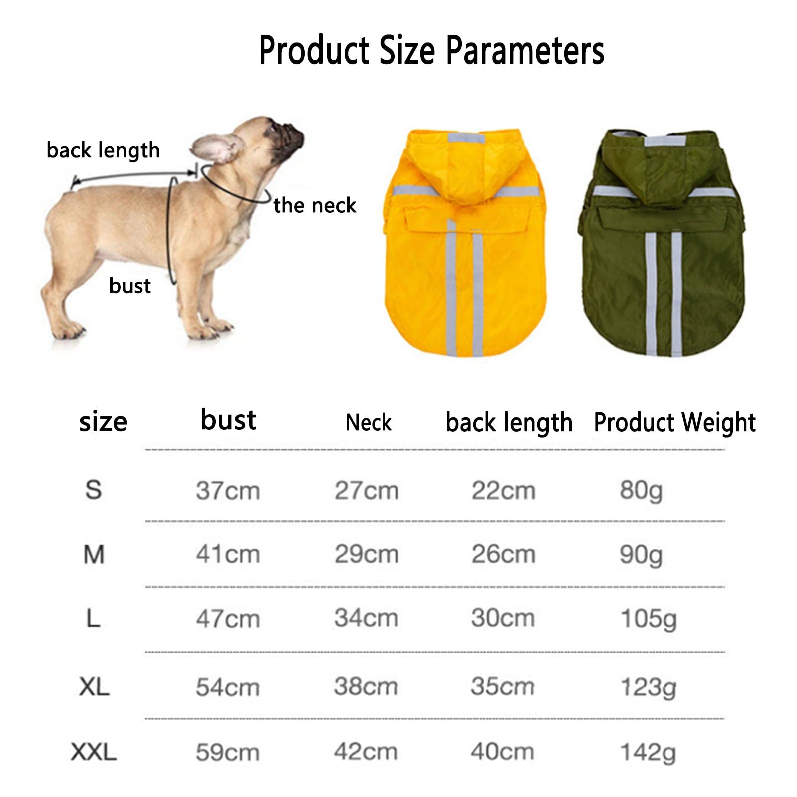 Hund Regenmantel Wasserdichte Hundemanteljacke, Hunderegenmäntel, wasserdicht mit Beinen, klein, mit Kapuze, Haustier-Regenumhang mit Kapuze, reflektierender Streifen, verstaubar und faltbar