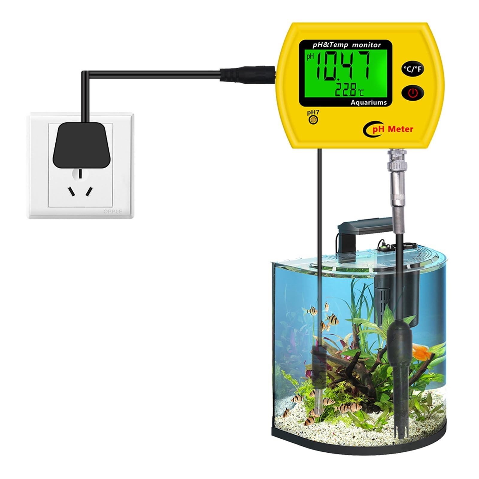 Tasca di acidità portatile del tester acidimetro acquario durevole alta precisione con retroilluminazione Misurazione Accurata
