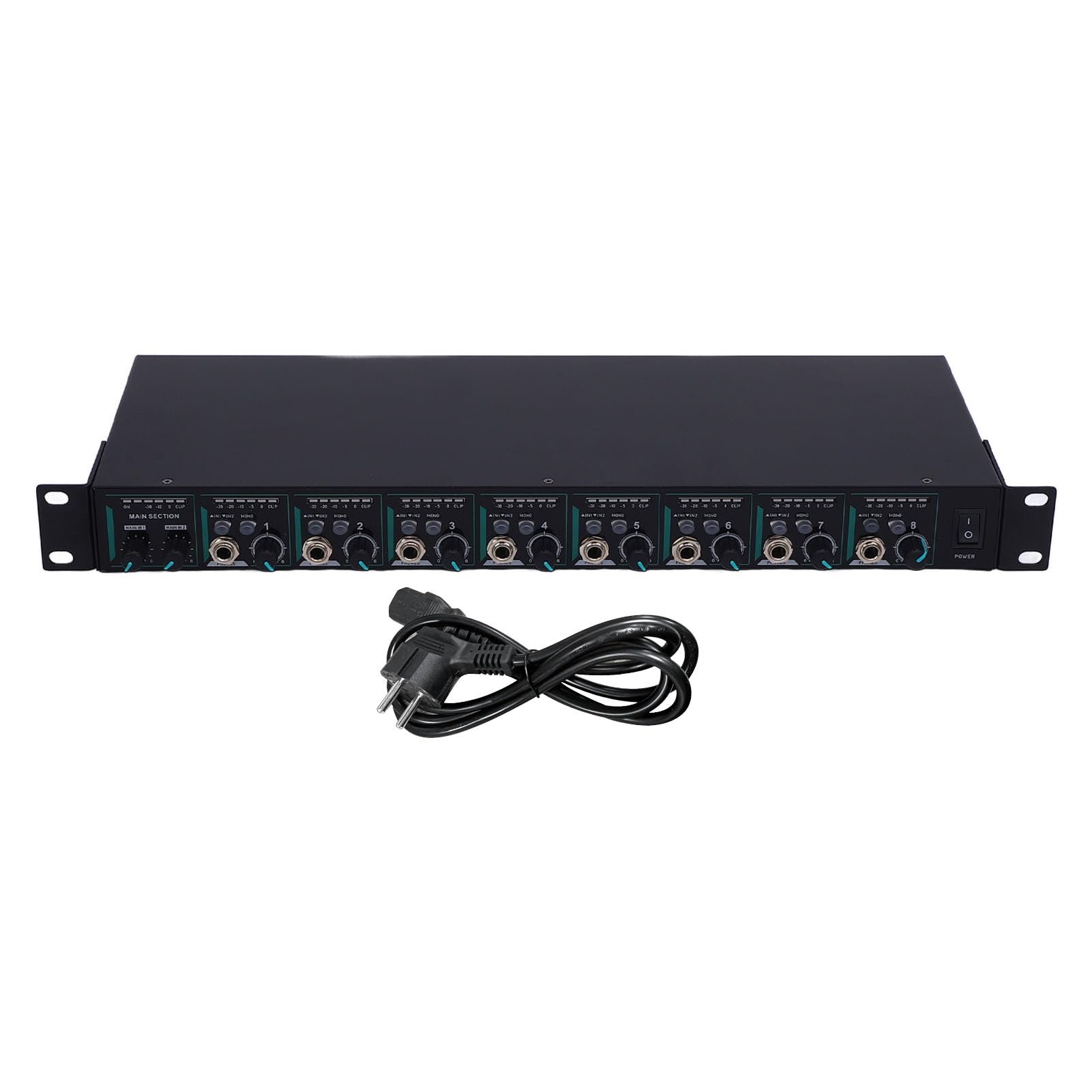 Generic Wzmacniacz Ucha Stereo, Szybka Regulacja Regulacji 8 Kanału dla Słuchawek dla Niezależnego Bezpośredniego Wejścia dla 1/4 1/8 Cala do Badania Słuchawek (wtyczka UE)