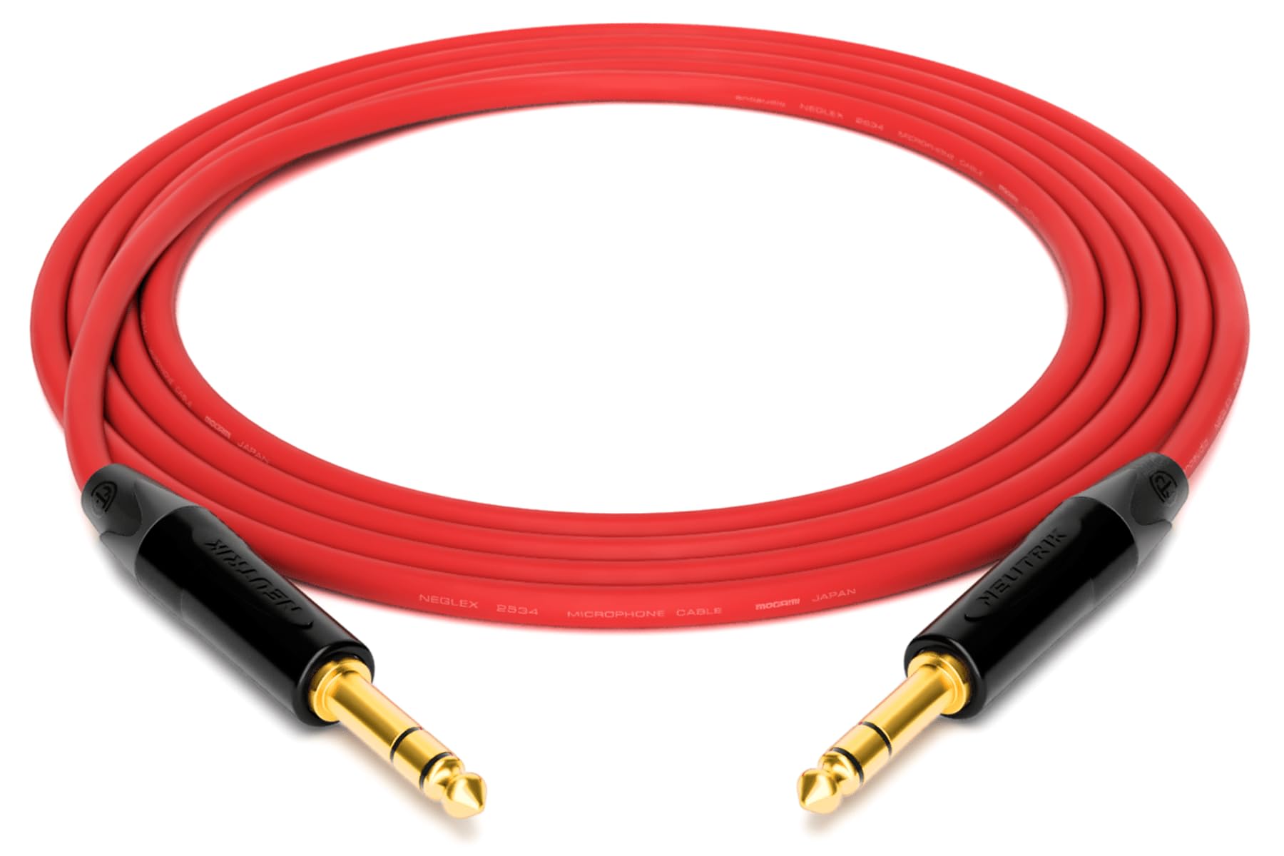 enoaudio Mogami 2534 Quad Professionel Studio kabel symetryczny, Neutrik Gold 6,3 mm TRS jack | HiFi, czerwony, 5,0 m