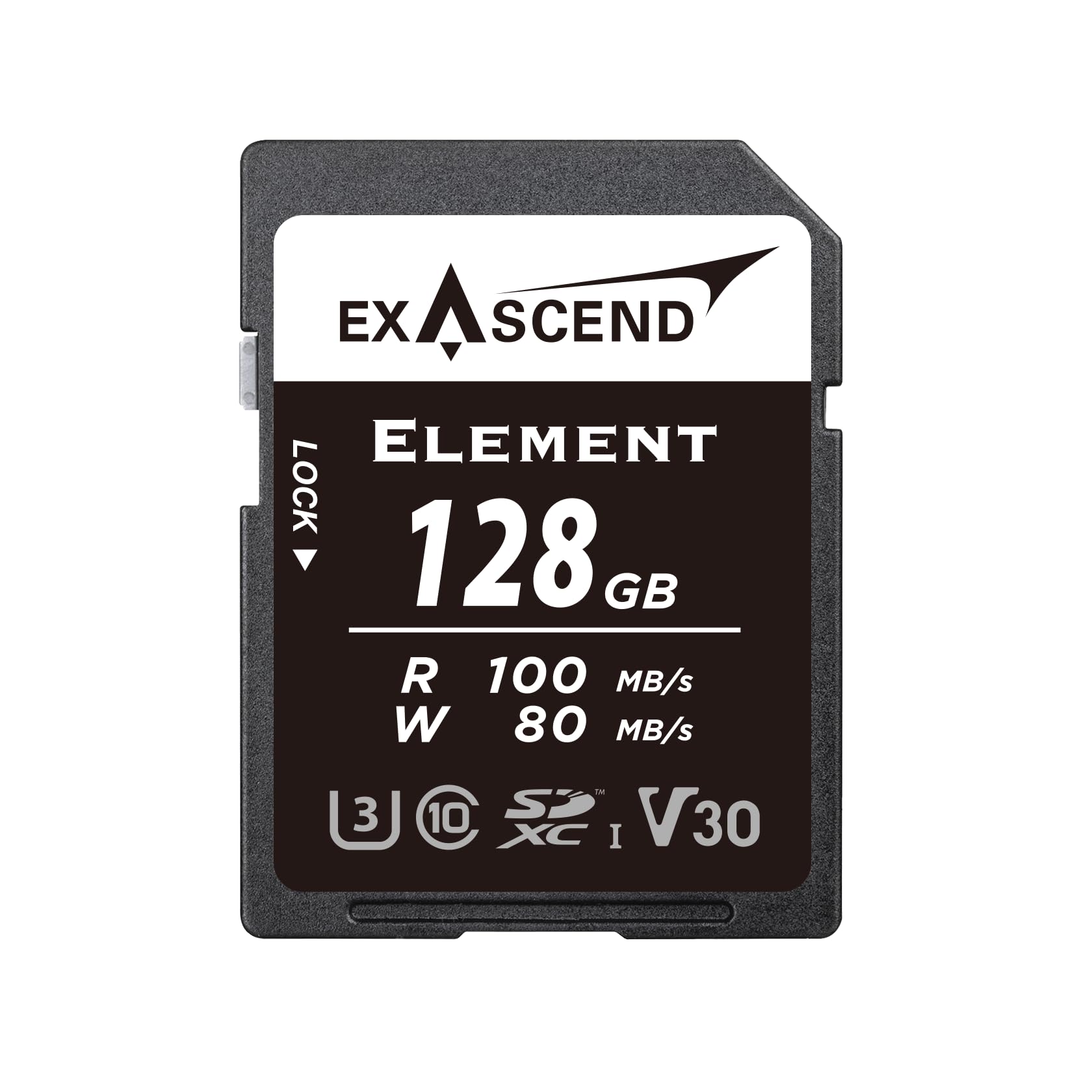Exascend Element Carte mémoire SDXC UHS-I V30 128 Go 4K UHD jusqu'à 170 Mo/s, UHS-I, classe 10, U3, V30 (UHS-I V30 100 Mo/s, 128 Go)