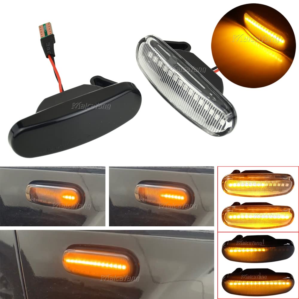 Indicatore di direzione Freccia Specchietto laterale LED Compatibile con Fiat Grande Punto EVO - Panda II serie - Qubo Luce Dinamico Progressivo Fumè Nero Side Marker Dynamic (Punto Panda Doblò)