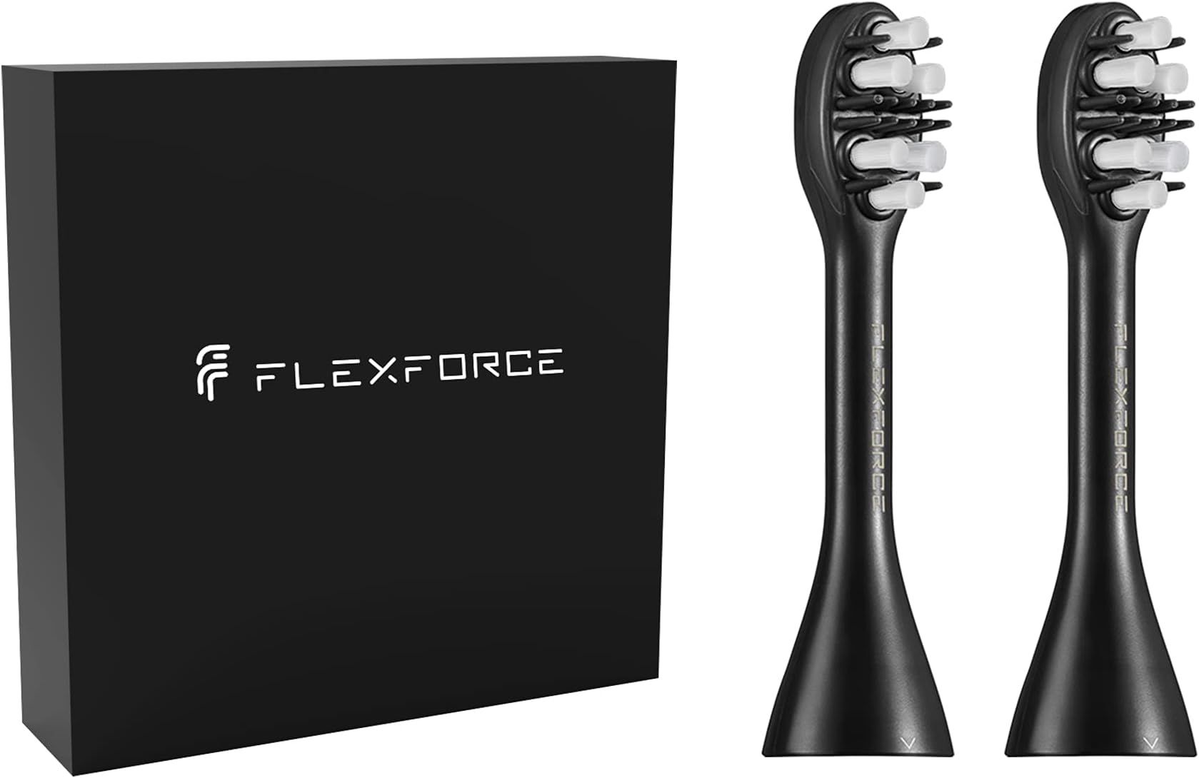 Flexforce Medium-Hard Bristles, Polished and Whitened Teeth, Super Cleaning Power, 6 Bundles of Dupont Bristles, 12 Soft Rubber Bristles to Massage Gums, 2 Pieces, Gray