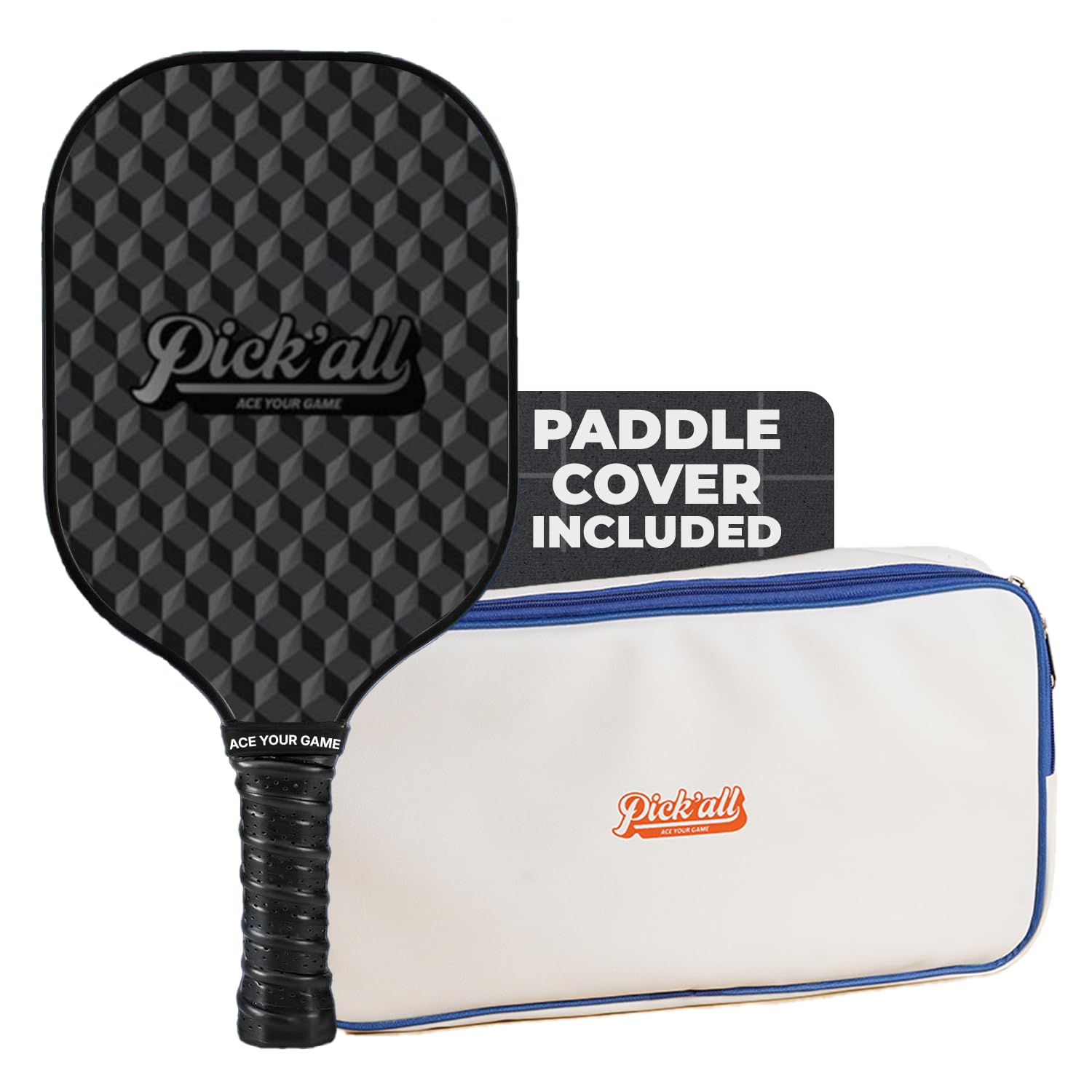 Pick’all Pickleball Paddle - T700 Raw Carbon Fiber Pickle Ball Racket for High Grit & Spin - 16mm Honeycomb Core & Curve X Technology - Pro Plus Series for Advanced Players - Interstellar-image-49