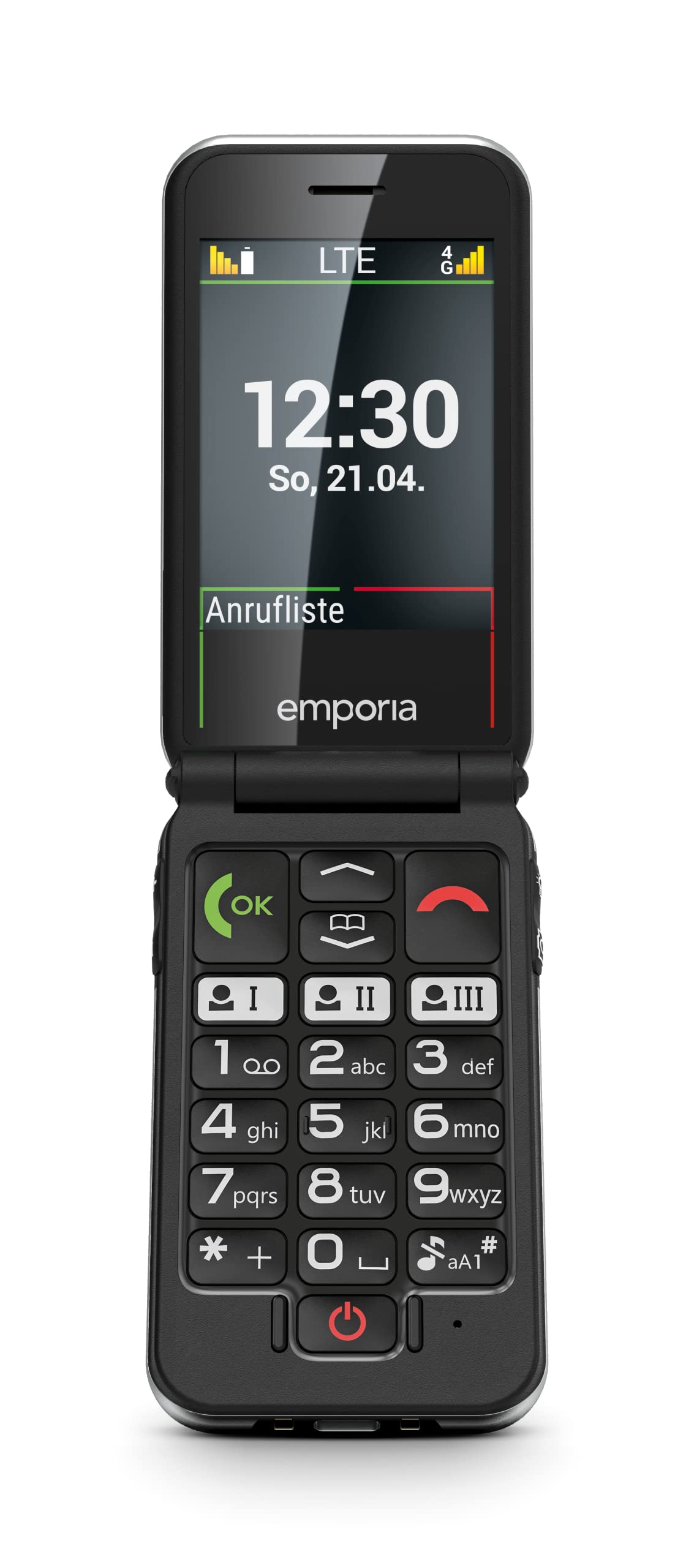 Emporia Joy-LTE - Teléfono móvil Plegable de 4 V para Personas Mayores sin Contrato, con botón de Emergencia, Pantalla de 2,8 Pulgadas, Color Rojo