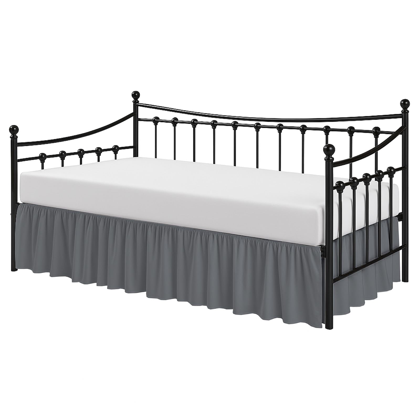 Cottington Lane Ruffled Daybed Skirt with Split Corner, Premium Hotel Quality Brushed Microfiber Twin Size Gather Dust Ruffle 16 Inch Drop Sofa