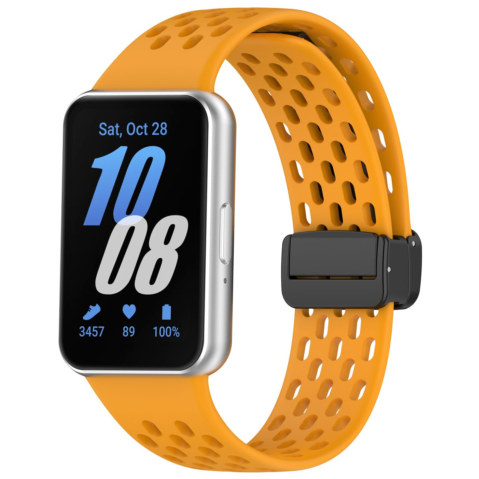 Gheper Replacement Watchband Compatible with Samsung Galaxy Fit3[2024] SM-R390 Magnetic Folding Buckle Design Silicone Sport Wristband Band Bracelet Quick Release Strap
