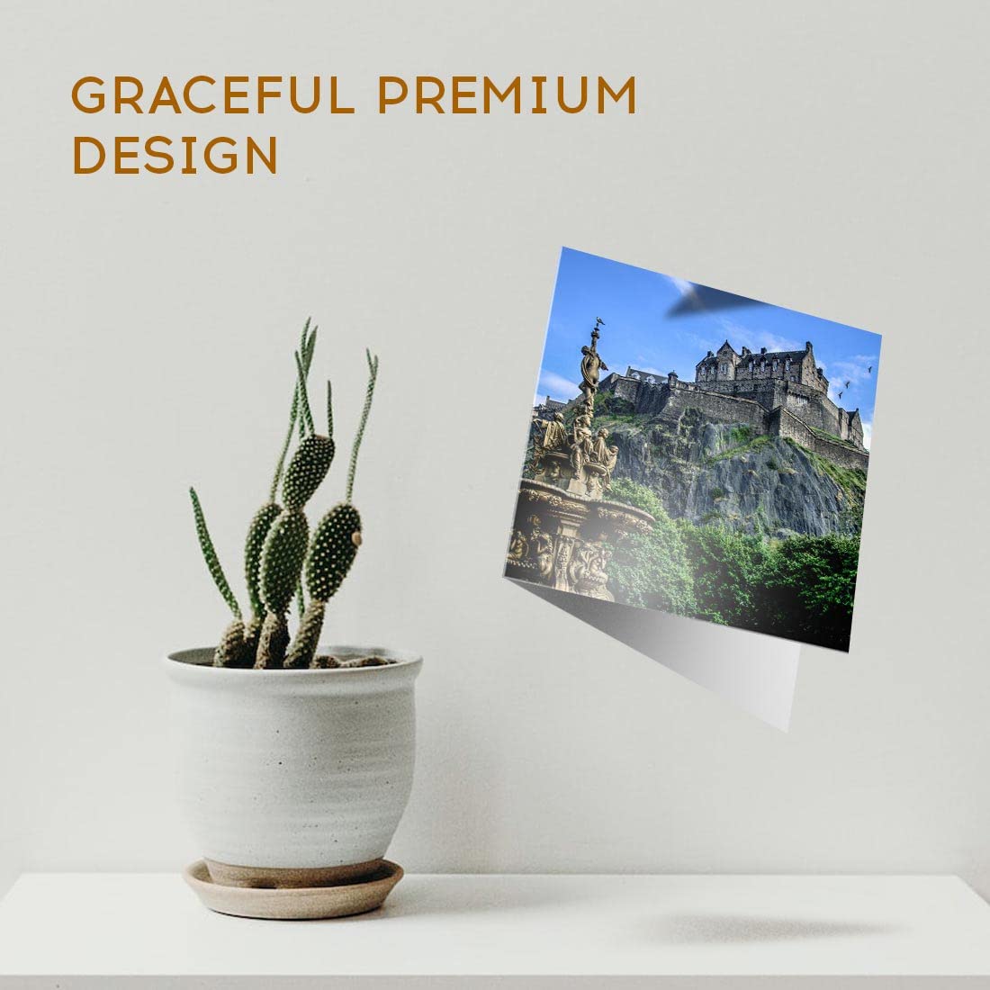 Biglietto D'Auguri Nero Con Castello Di Edimburgo – Scozia – Cartolina Fotografica Per Compleanno
