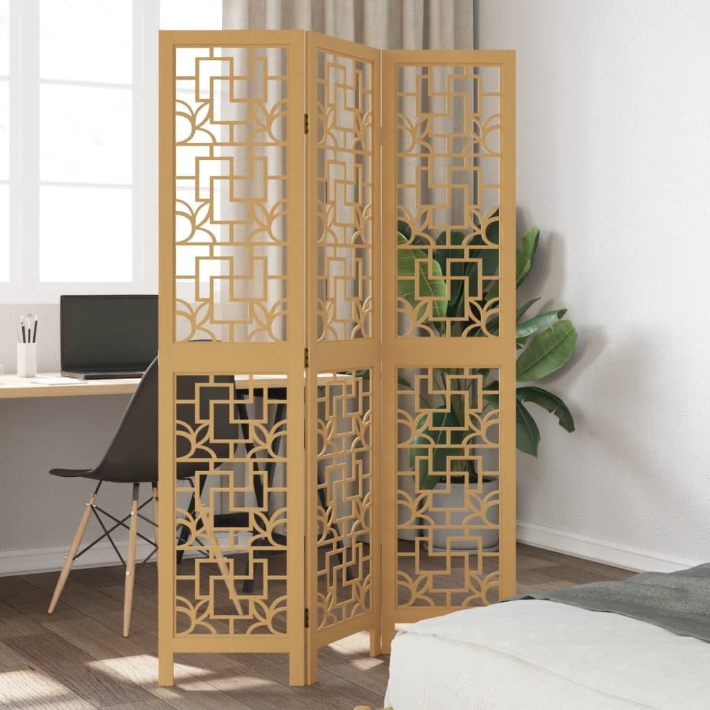 Paravent en bois massif pliable en 3 parties, marron, 180 cm