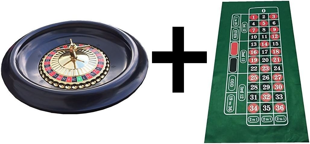 LARGE 40CM (16 INCH) ROULETTE WHEEL, BALLS, HUGE 180cm GREEN LAYOUT/FELT + WINNING MARKER