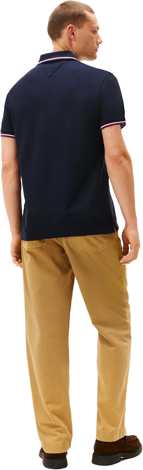 Tommy Hilfiger Mens Short Sleeve Casual Polo Shirts in Regular Fit with Stretch and Cuff Designs - Image 4