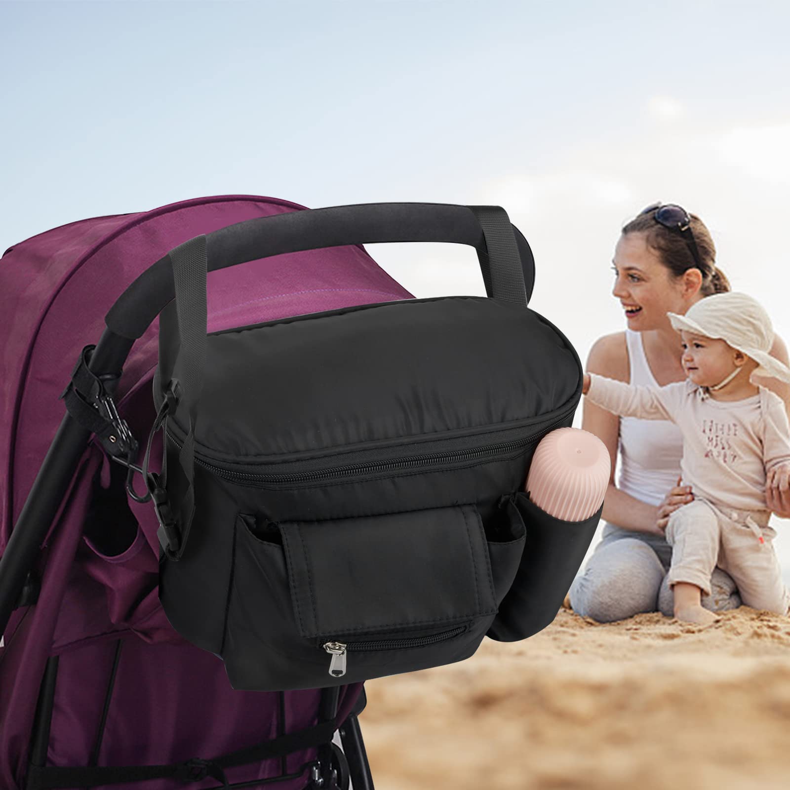 Nobodinoz Borsa Organizer per Passeggino Impermeabile Baby on the Go - Verde Oliva - Cotone Bio unisex (bambini