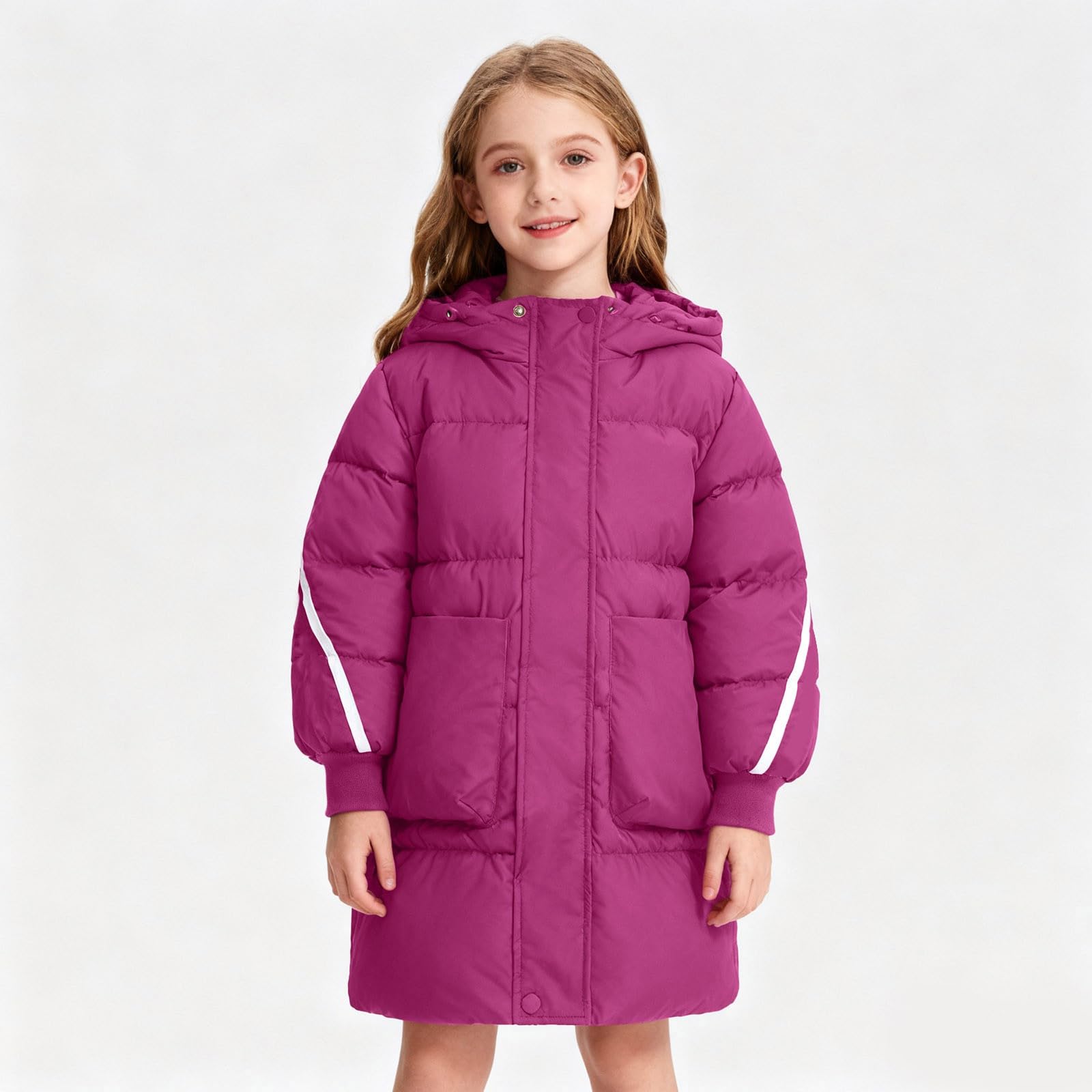 Generico Giacca Invernale Bambina,Piumino Lungo Da Bambina Giacca Invernale Calda E Spessa Casual Antivento Per Tempo Freddo Per Bambini