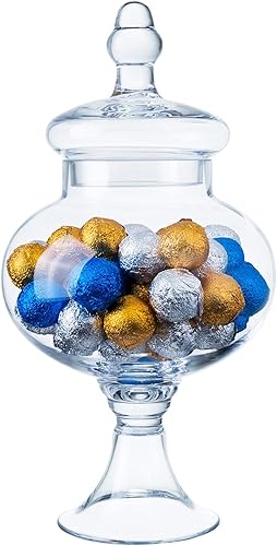 Diamond Star Tarros de boticario de vidrio con tapas para bufé de dulces, tarros de boticario para baño, barra de dulces, cocina, (altura 12