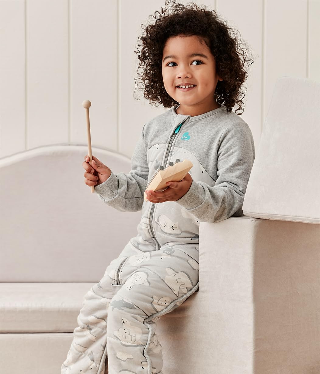 Pigiama Love To Dream Extra Caldo, 3-4 anni, Grigio, 3,5 Tog per temperature fredde (sotto i 16°C), coperta indossabile a maniche lunghe, trapunta incorporata, pile di cotone lavabile in lavatrice, re