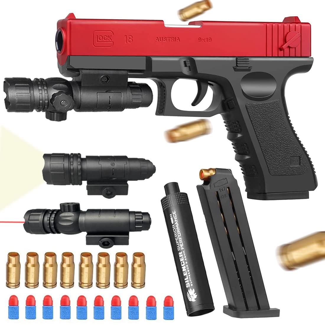 XKIC Shell Ejecting Toy Gun,Soft Bullets Toy Pistol,Toy Guns That Look Real,Toy Guns for Boys,Educat