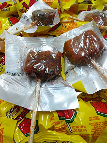 Dulces Vero Vero Rebanadita Paletas Sabor Fresa Con Chile Mexican Hard Candy Chili Pops, 1.5 Pounds, 40 Pc #TOP4