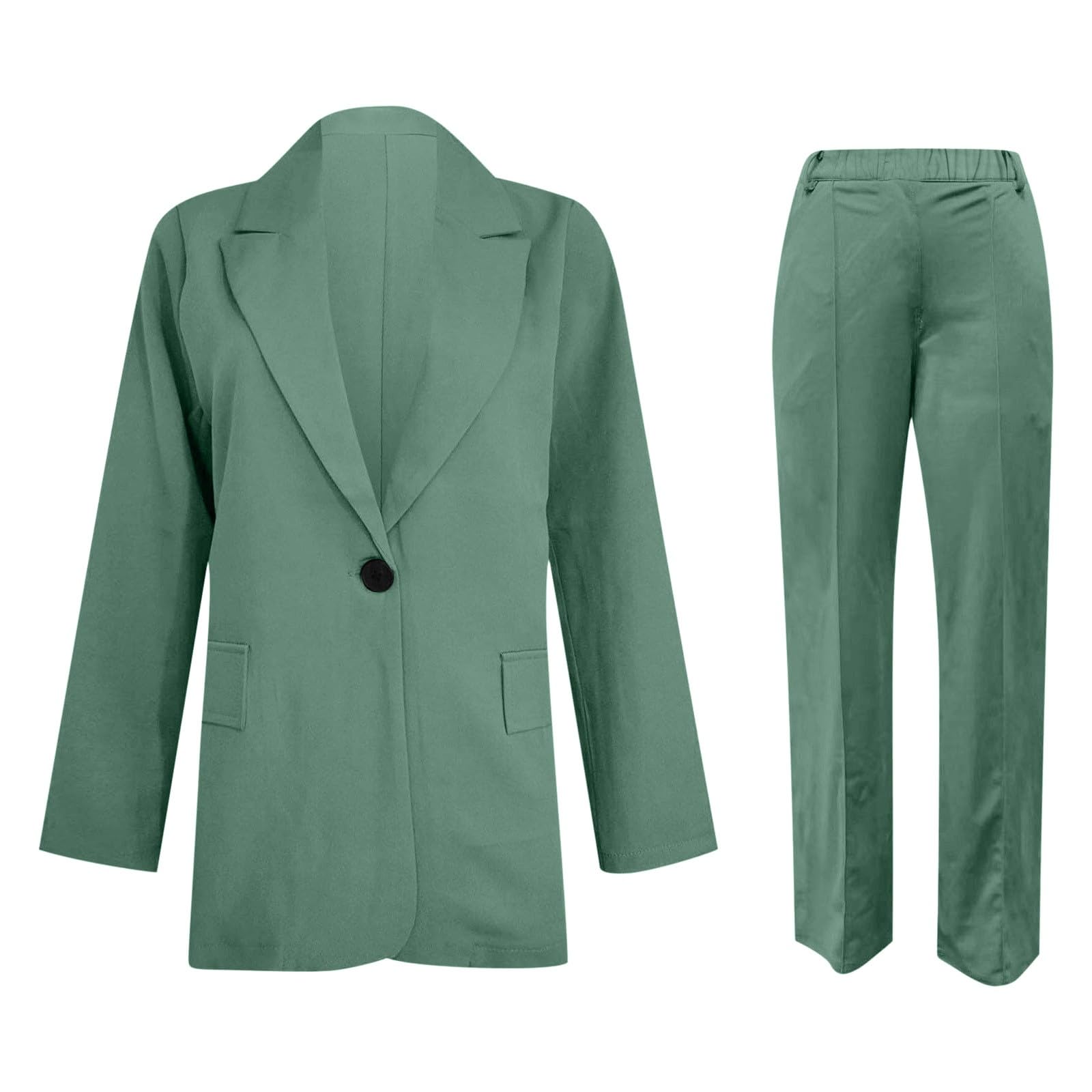 2025 - Conjunto de dos piezas con solapa para mujer, manga larga, con botones, formal, chaqueta y pantalón, traje delgado y holgado, sudadera para correr