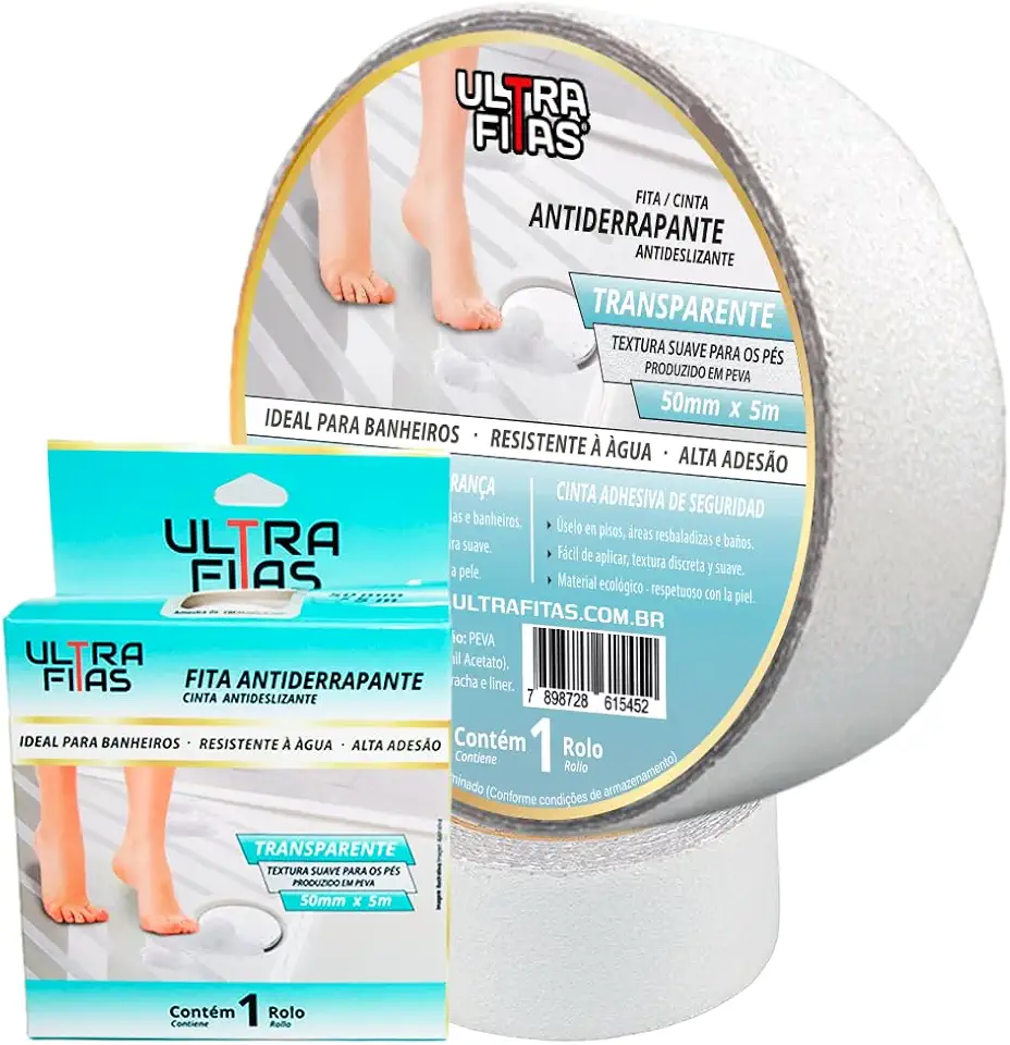 Fita Antiderrapante Para Banheiro Box Piscinas Transparente Anti Quedas Impermeável Ultra Fitas