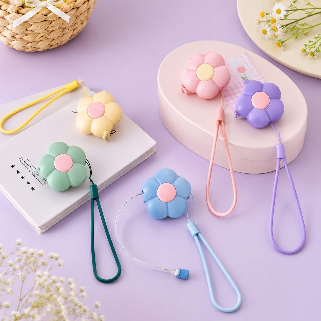 Cute Floral Retractable Measuring Tape for Body & Tailoring Measurement | Portable Soft Tape Measure with One-Touch Auto Retract | Compact Sewing Tape for Women,Tailors (Pack of 01)-image-36