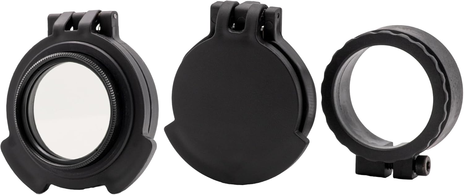 Tenebraex Ocular Polarizer and 47.5mm Outer Diameter Objective Flip Up Scope Cover Kit with Adapter Ring for Sig Sauer Whiskey3, Trijicon 40mm Lens, Vortex 40mm Lens