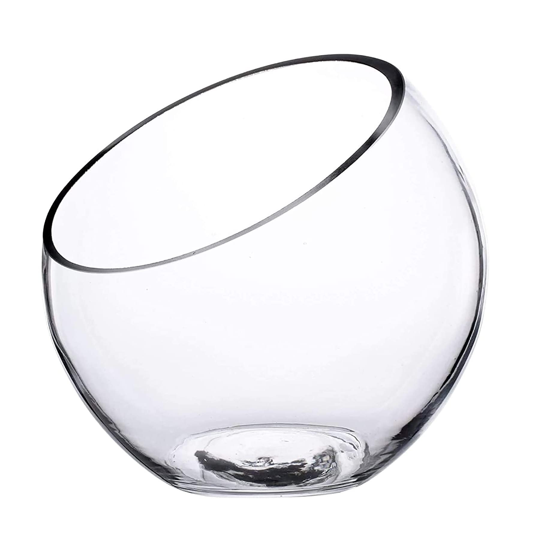 EdirFtra Glass Slant Cut Bowl, Transparent Glass Bowls, Slanted Clear Glass Vase,Clear Glass Sphere Slant Cut Bubble Bowl, Glass Terrarium, Fish Bowl Plant Terrarium, Round Flower Vase,15.4cm