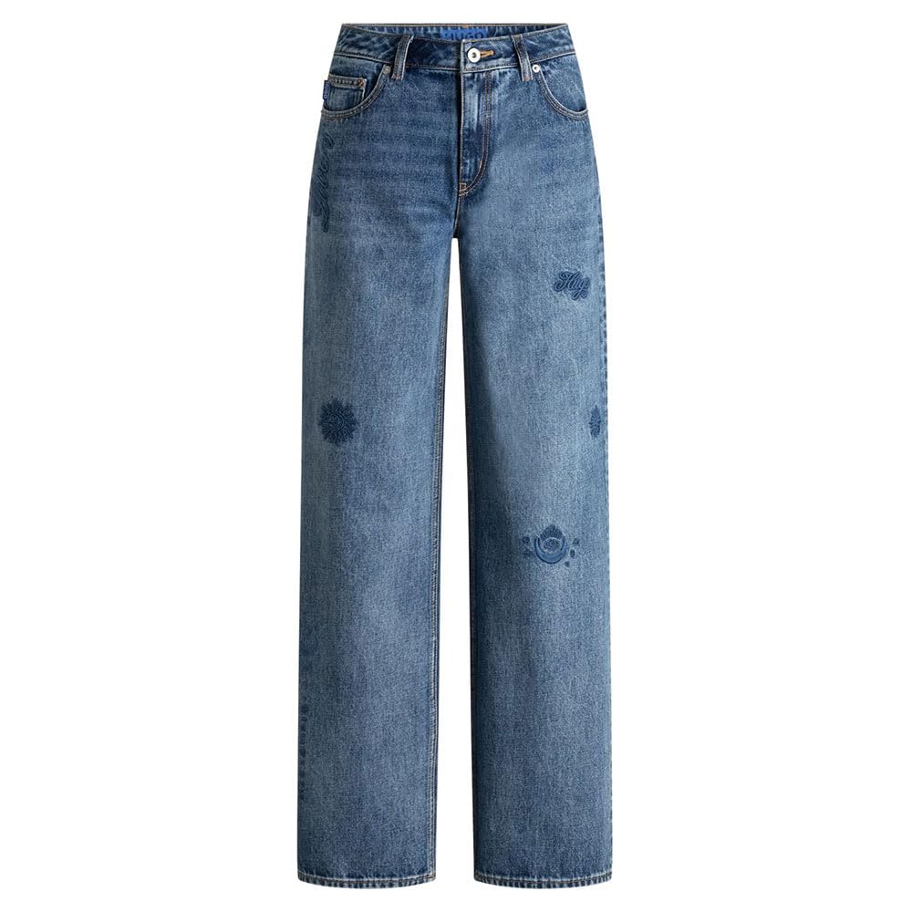 Hugo Gamala_b Jeans_Trousers para Mujer, Medio Azul, 30W / 36L