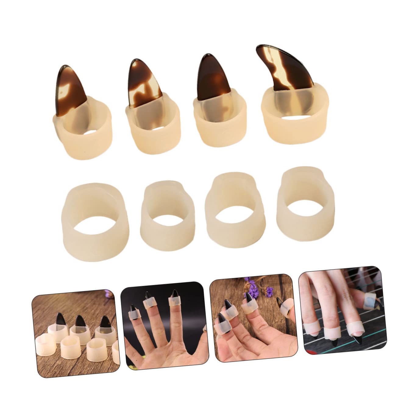 Toyvian 5st Guzheng Nagelset Fingerpicks Aus Metall Plektren Für E-gitarren Daumenpicks Aus Silikon Fingerpicks Aus Silikon Ukulelenpickel Gitarrenpicks Plektrum China Kieselgel Klein Kind