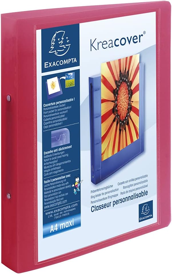 Kreacover Chromaline PP Rigid Cover Ring Binder, A4+, 40 mm Spine, 2 Rings - Assorted Colours, Pack of 12