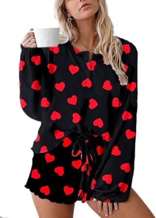 Roshop Halloween Pajama Womens Pumpkin Top & Shorts Loungewear Set