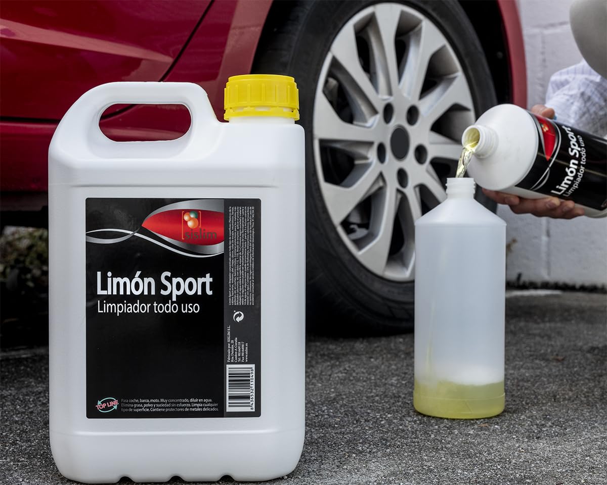 Sisbrill Limon Sport, veicolo concentrato per interni ed esterni più pulito - Tappezzeria, cruscotto, pelle, zanzare - 5 litri
