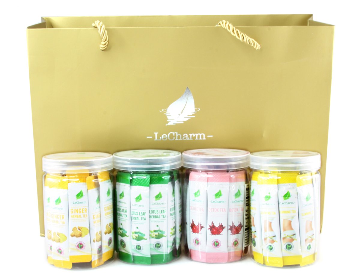 LeCharm 120-count Ready Brew Single Serve Herbal Tea Extract Crystals Sachets Variety Pack Sampler Gift Set - Fine Tea in 3 Seconds - 120 Packets (4 boxes of 30 packets each)