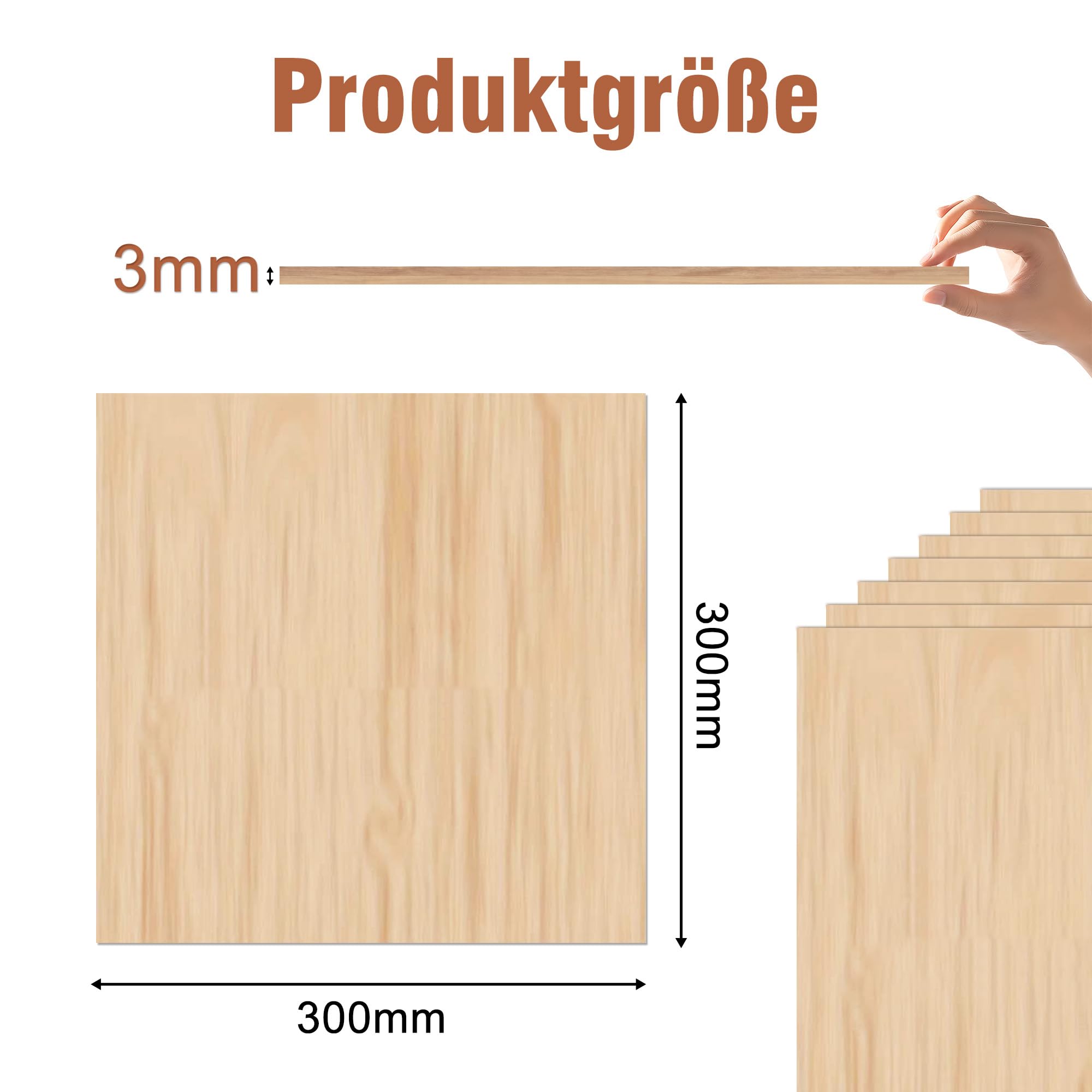 Compensato Tiglio 3mm - 8 Fogli 30x30cm Per Fai Da Te, Laser E Pirografia (Legno Liscio) - Foto 5