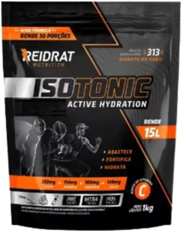 Isotonico Pouch 1kg Reidrat Hidroeletrolítico Rende 15lts Morango com Maracujá