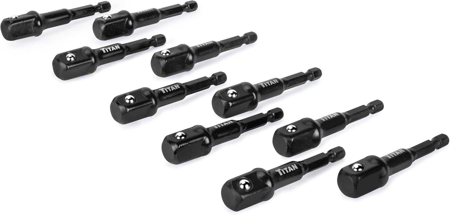 Titan 85542 10-Piece 1/2-Inch Drive x 2-1/2-Inch Impact Socket Adapter and Extension Set