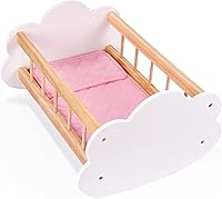 BABESIDE Wooden Rocking Baby Doll Crib Bed for 12-16 Inch Dolls - Safe Doll Furniture for Imaginative Play