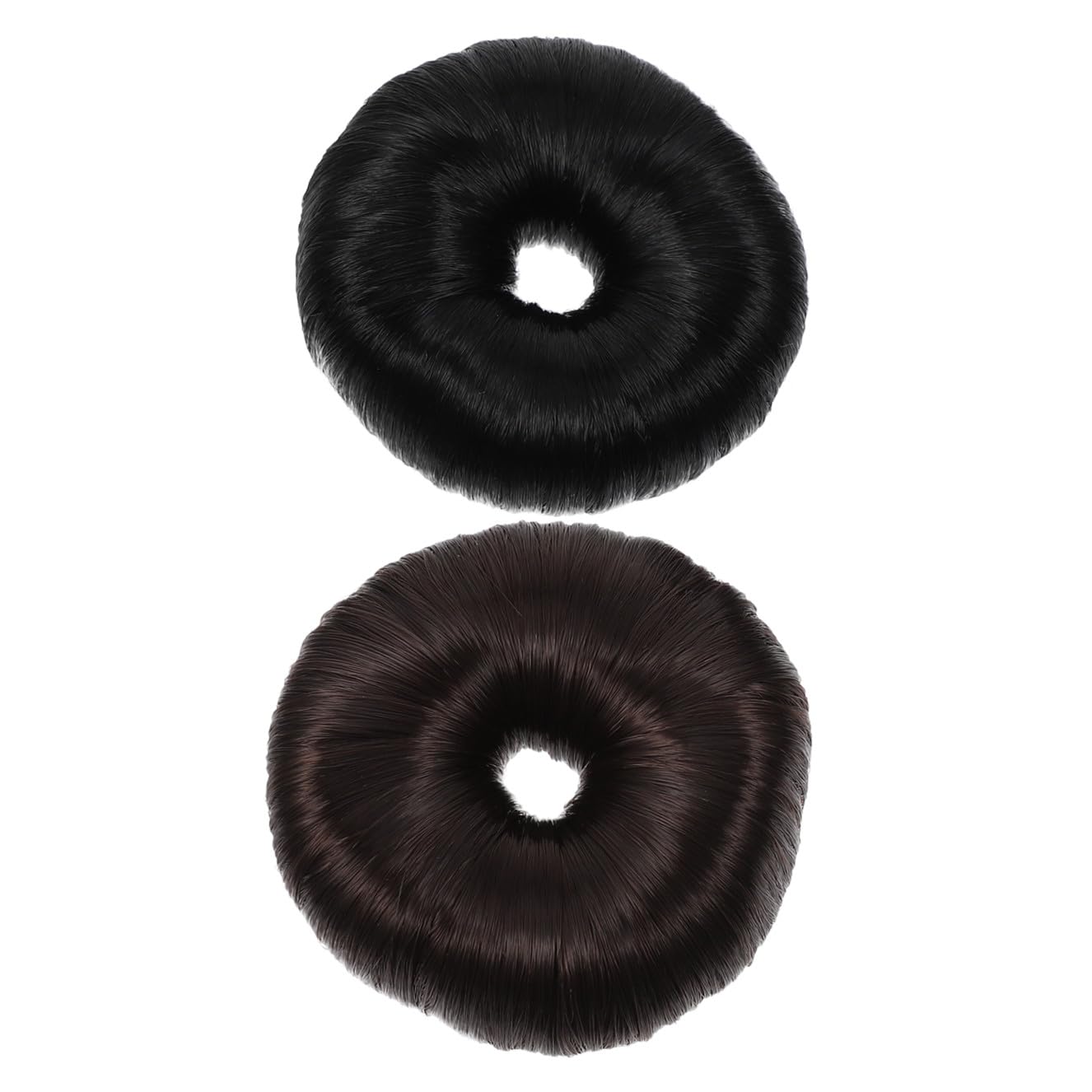 2pcs Hair Doughnut Shaper Black Dark Brown Hair Bun Makers for Easy to Use Add Volume and Fullness and Elegant Updos